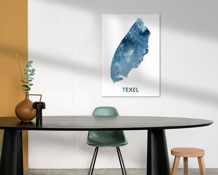 Sfeerimpressie: Texel Plattegrond | Oceaan Blauw Aquarel van Wereldkaarten.Shop