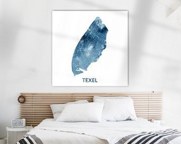 Texel Plattegrond | Oceaan Blauw Aquarel | Wandcirkel van Wereldkaarten.Shop