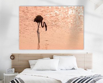 Silhouet van een flamingo van Bas Ronteltap