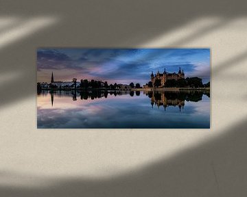 Schwerin Skyline Panorama au coucher du soleil