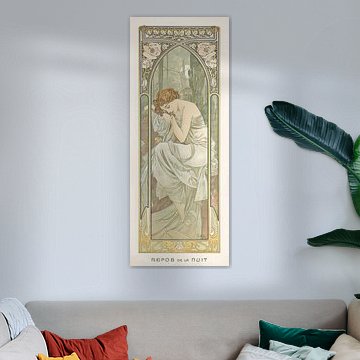 Tijden van de Dag: Nacht Rust - Art Nouveau Schilderij Mucha Jugendstil