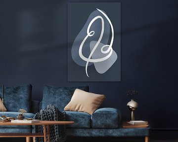 Navy blauw - abstract kunstwerk ‘De Veer’ van Studio Hinte