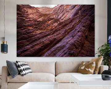 Rood paarse rotsen van de Quebrada de Cafayate canyon in Rio de Las Conchas national park in Salta,  van WorldWidePhotoWeb
