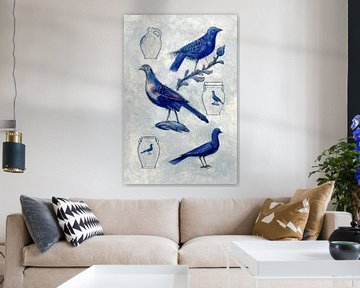 Blue Doves by Mad Dog Art