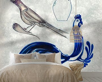 Blue porcelain painting by Mad Dog Art