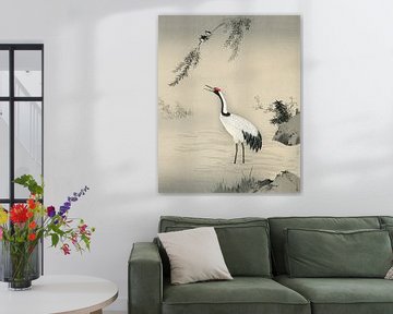 Japan crane at lake by Mad Dog Art