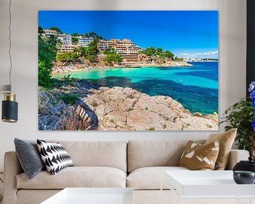 Beautiful seaside view of beach platja Illetes on Mallorca island, Spain Mediterranean Sea by Alex Winter