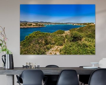 Idyllischer Blick auf Porto Colom, schöner Hafen auf Mallorca, Spanien von Alex Winter