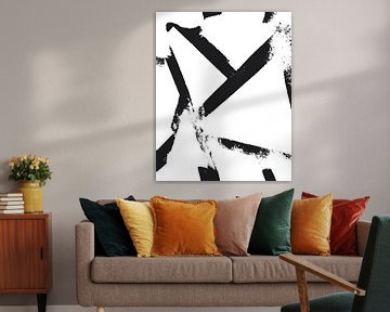 Zwart-wit houtsnede van Mad Dog Art