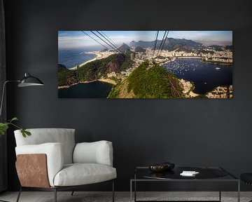 Panorama view from sugar loaf on hill landscape of Rio de Janeiro Brazil by Dieter Walther