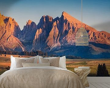 Panoramafoto eines Sonnenuntergangs auf der Seiser Alm von Henk Meijer Photography
