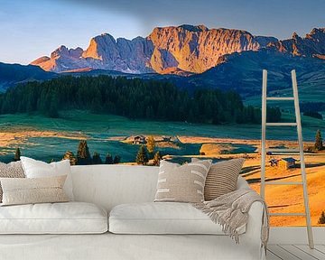 Panoramic photo of a sunrise in Alpe di Siusi by Henk Meijer Photography