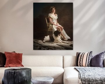 Klassiek portret van jonge vrouw in witte jurk van Laura Loeve