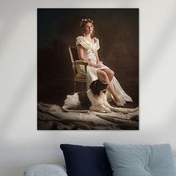 Classic portrait of young woman in white dress