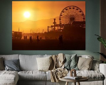 Santa Monica Pier bij zonsondergang van Jeroen Dubbeld
