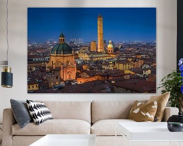 Nachtelijke skyline van Bologna, Italië van Michael Abid