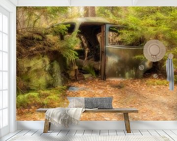 Autowrack (Käfer) im Wald von Ryd, Schweden