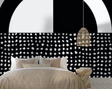 Dots Black White Abstract by Mad Dog Art