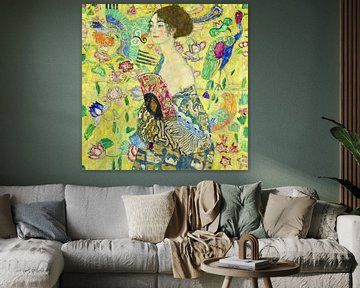 Dame met waaier, Gustav Klimt (Digitaal aangepast)