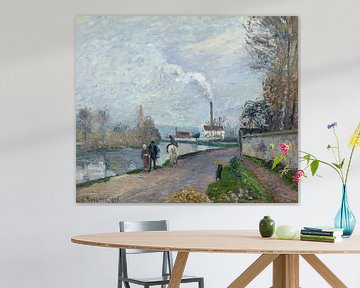De Oise bij Pontoise in grijs weer, Camille Pissarro