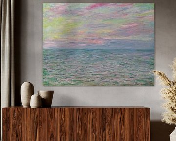 Zonsondergang in Pourville, open zee, Claude Monet