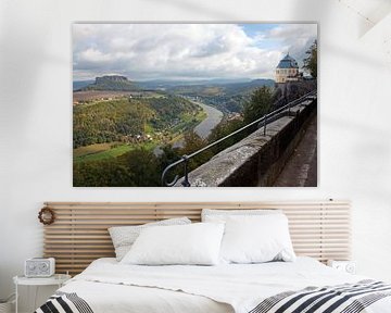 Blick von der Festung Königstein ins Elbtal und zum Lilienstein - Elbsandsteingebirge / Sächsische S von t.ART