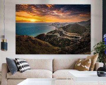 Serpentine road at Cabo de Gata in Andalusia Spain at dusk sunset by Dieter Walther