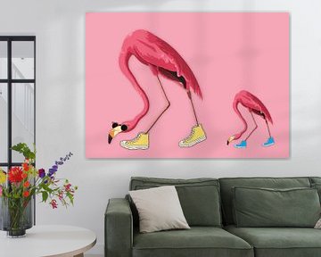 Rosa Flamingos schnüffeln herum von Art for you