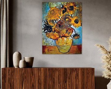 Zonnebloemen , Van Gogh meets Klimt van Janny Schilderink......Atelier "de Tuute "