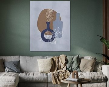 Illustration eines Stillebens mit zwei blauen Flaschen von Tanja Udelhofen