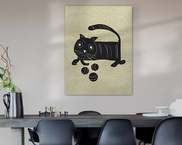 Moderne kat uit het midden van de eeuw van Mad Dog Art