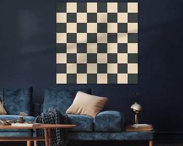 Checkerboard art in beige and black by Mad Dog Art