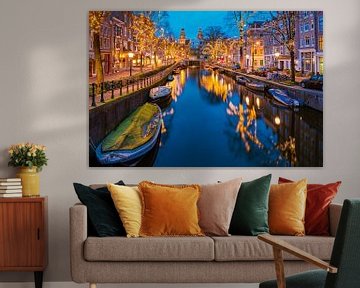 Canals of AMsterdam at night van Fokke Baarssen