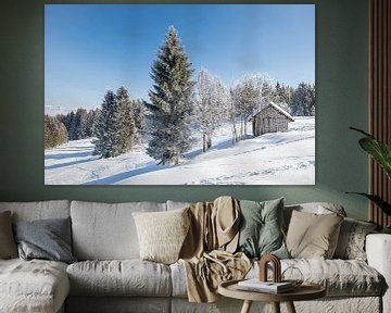 Winterlandschap met hut van Christian Tobler