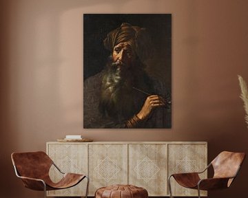 Porträt eines orientalischen Mannes mit Turban und Tonpfeife, Italien von Atelier Liesjes