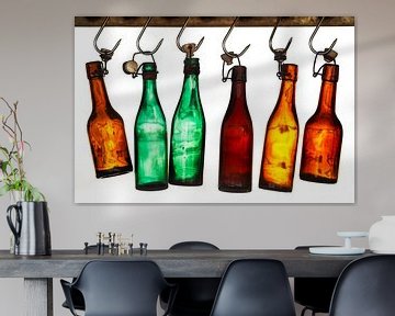 Hangende flessen van Stephan Zaun