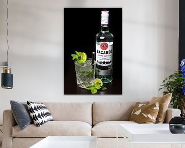 Cocktail de whisky Johnnie Walker Red Label sur fond noir sur Stefan van der Wijst