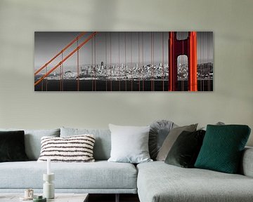 Golden Gate Bridge Panoramisch uitzicht op de binnenstad van Melanie Viola