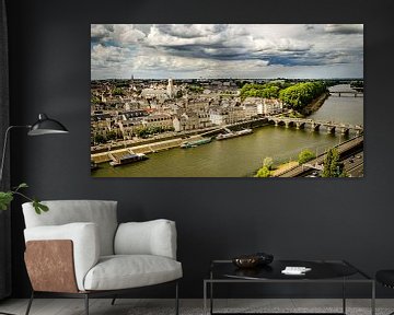 landscape old town cathedral bridge and Loire river in Angers France by Dieter Walther