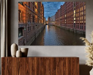 Hamburg - Speicherstadt met vloot van Das-Hamburg-Foto