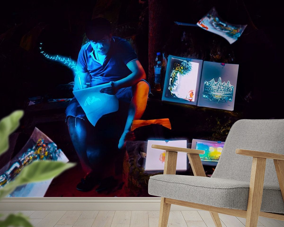 Voorbeeld van het werk in een kamer