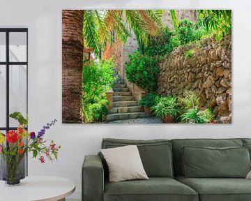 Mediterrane huis tuin patio met palmboom en planten van Alex Winter