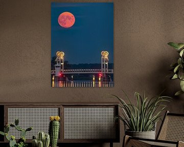 Vollmond in einer Sommernacht über der IJssel in Kampen von Sjoerd van der Wal Fotografie