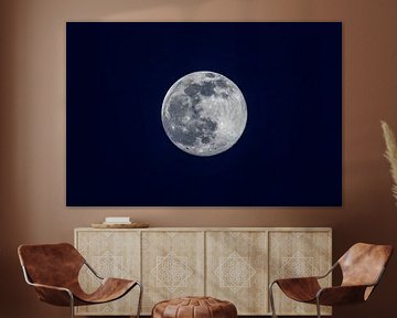 Volle maan in de donkere winternacht van Sjoerd van der Wal Fotografie