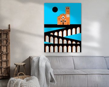 Amalfi Dorp Midden Eeuw Modern Abstracte Kunst van Mad Dog Art