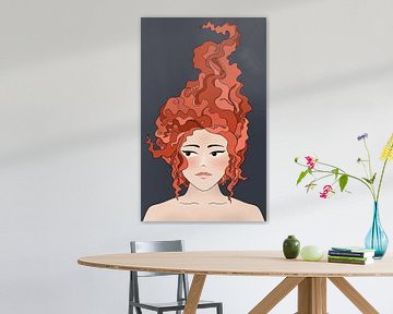 Het meisje met het rode haar - modern schilderij van Studio Hinte