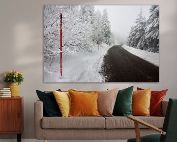 Straße im verschneiten Schwarzwald von Thomas Marx