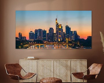 Panorama of a sunset in Frankfurt am Main