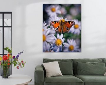 Vlinder op bloemen van Hans Huys
