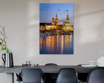 Brühlsche Terrasse in Dresden bei Nacht von Werner Dieterich